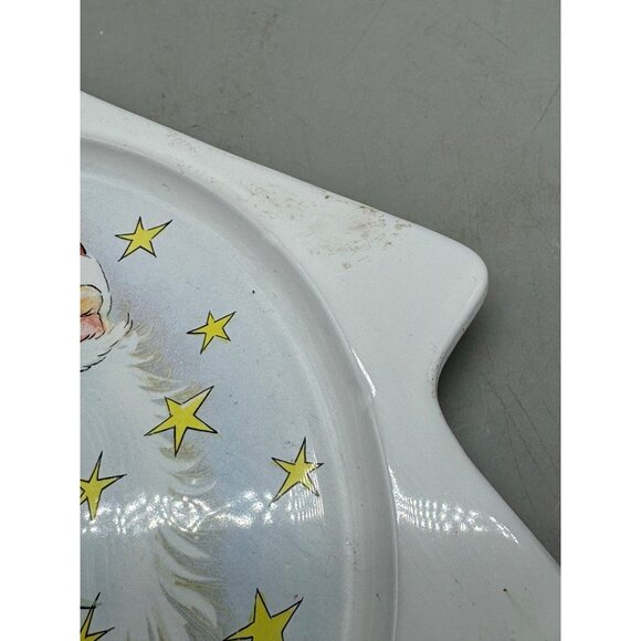 12"Vintage Christmas Santa & Village Ceramic Plate Decorative Holly Design READ - Picture 13 of 13